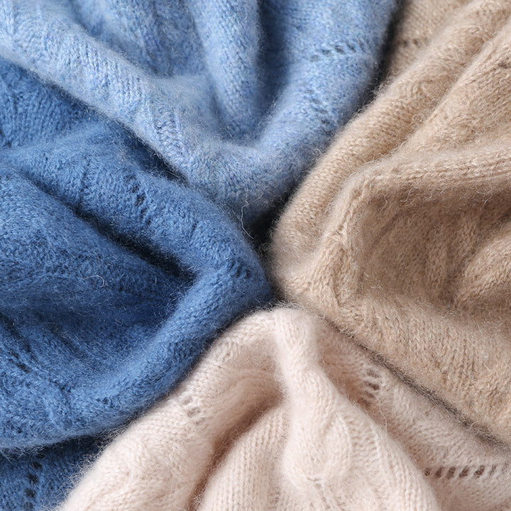 Damen Weicher Mohair‑Optik Oversize‑Rollkragenpullover mit Ajour‑Zopfstruktur Echoarchiv