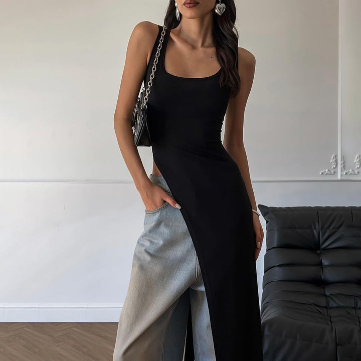 Damen Langarm Maxikleid mit hohem Schlitz Echo Archiv