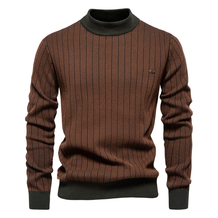 Herren Feinstrickpullover mit Rollkragen und Streifenmuster Echoarchiv
