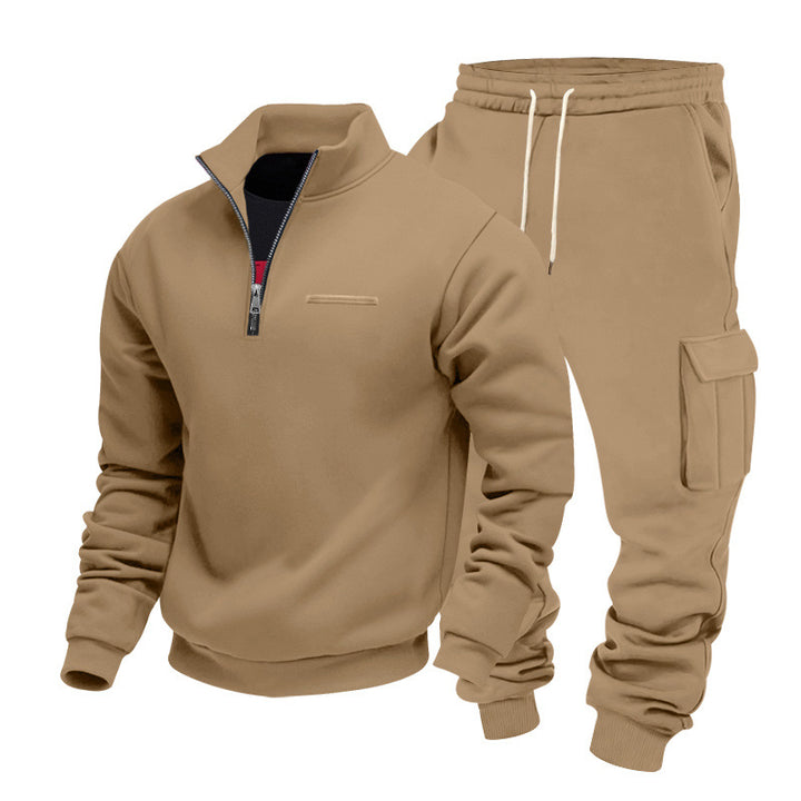 Herren Zip-Pullover- und Cargo-Jogger-Set aus weichem French-Terry Echoarchiv