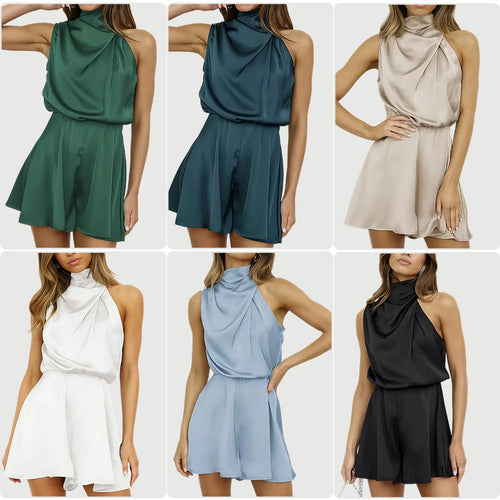 Damen Elegantes Jumpsuit mit hohem Kragen und fließendem Design – Solévia