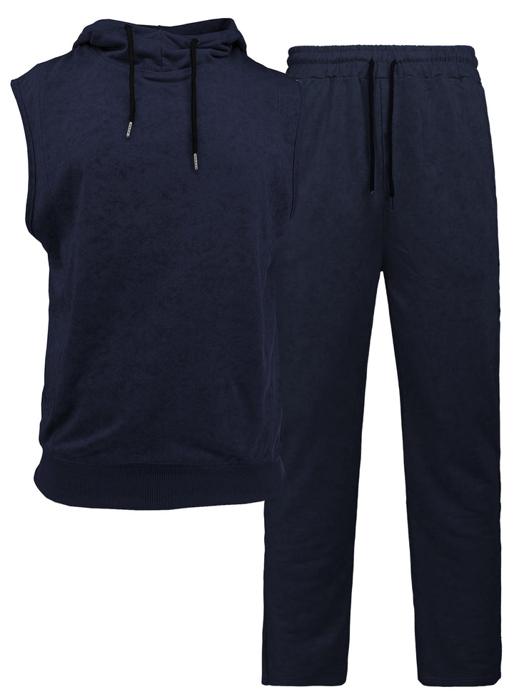 Herren sportliches Hoodie-Set mit ärmellosem Oberteil und bequemer Jogginghose Echoarchiv