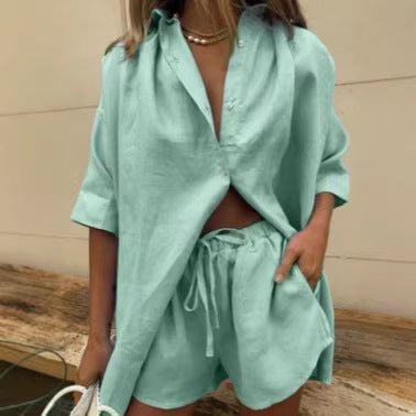 Damen luftige Leinenbluse mit Shorts Echo Archiv