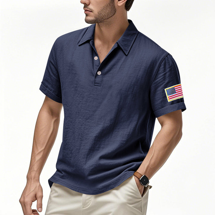 Herren Polohemd mit modischem amerikanischem Flaggenmotiv und hochwertiger Baumwolle Echoarchiv