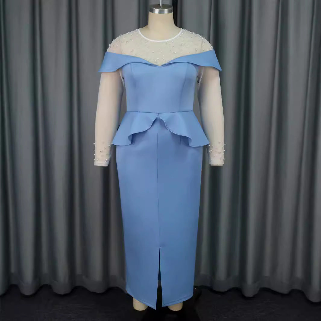 Damen elegantes Midi-Kleid mit schulterfreiem Design und Rüschenelement Echo Archiv