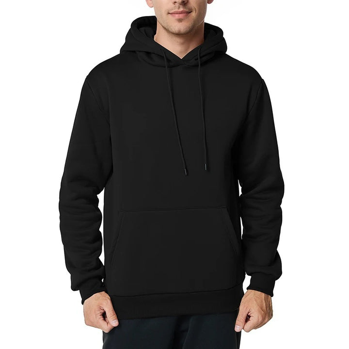 Herren minimalistischer Kapuzenpullover mit weichem Fleece-Innenfutter und Kängurutasche – Cavarno