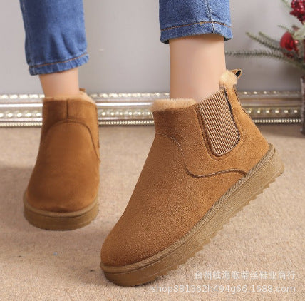 Damen Gefütterte Chelsea-Stiefelette aus Wildlederoptik mit elastischem Einsatz und Profilsohle – Varelle