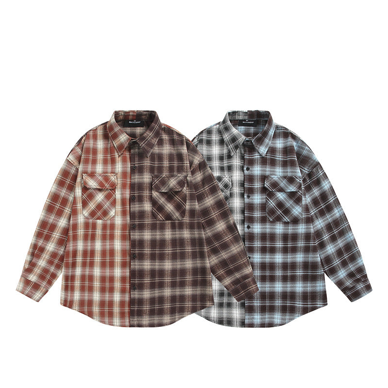 Unisex Geteiltes kariertes Overshirt im Hemdjacken‑Stil Echoarchiv