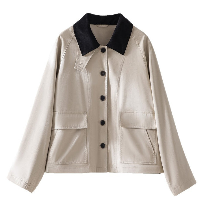 Damen Kurzjacke mit Cordkragen und aufgesetzten Taschen Echoarchiv