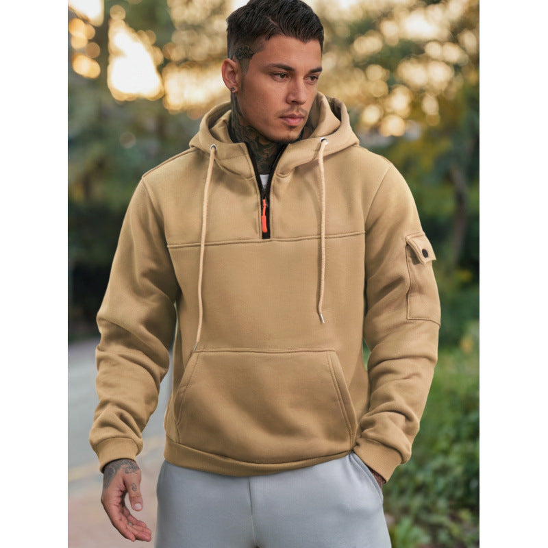 Herren Funktionaler Kapuzenpullover mit Halbreißverschluss und Seitentaschen Echoarchiv