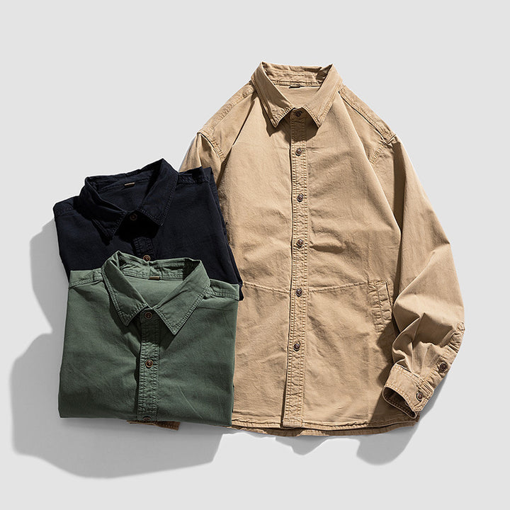 Herren Leichtes Canvas‑Workshirtjacke mit relaxed Fit und großen Eingrifftaschen Echo Archiv