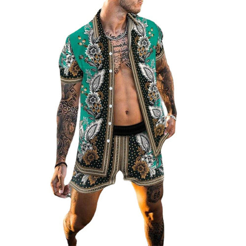 Herren Floral Gemusterte Lässige Sommer Set Echoarchiv