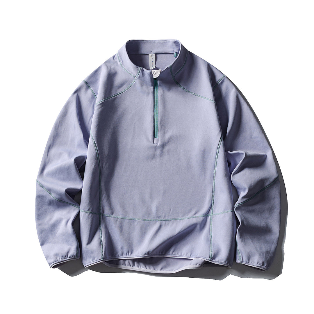 Unisex Halbzip-Fleecepullover mit Stehkragen, Flachnähten und verstellbarem Saum Echoarchiv