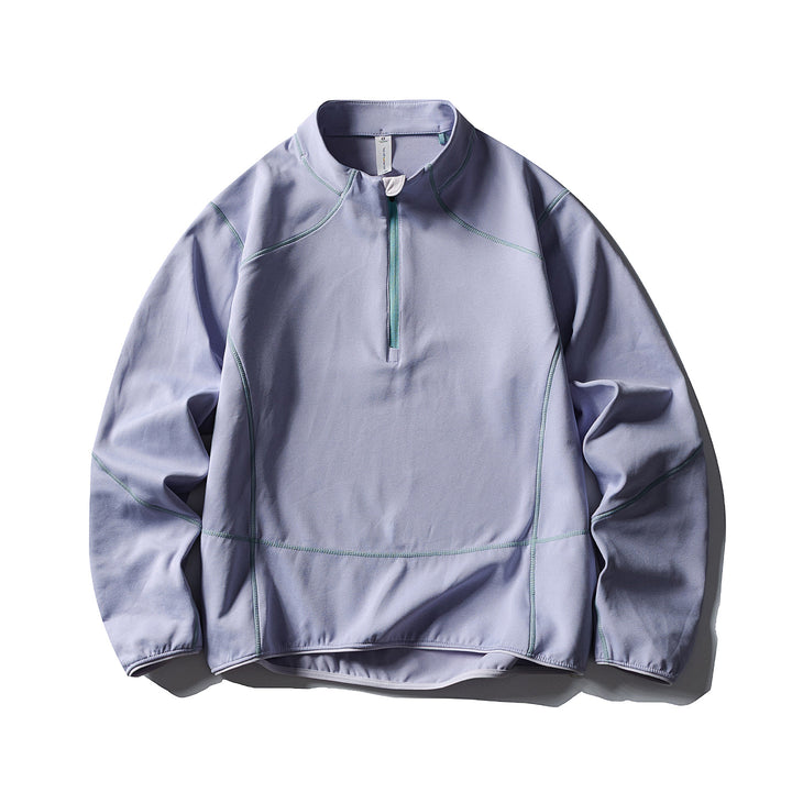 Unisex Halbzip-Fleecepullover mit Stehkragen, Flachnähten und verstellbarem Saum Echoarchiv