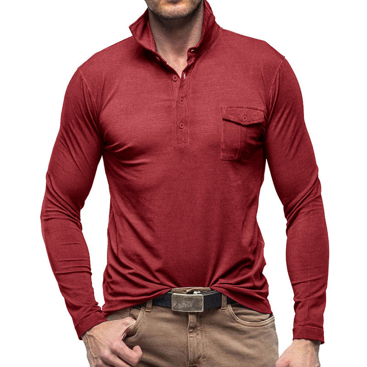 Herren Langarm Poloshirt mit modernem Stehkragen Echoarchiv