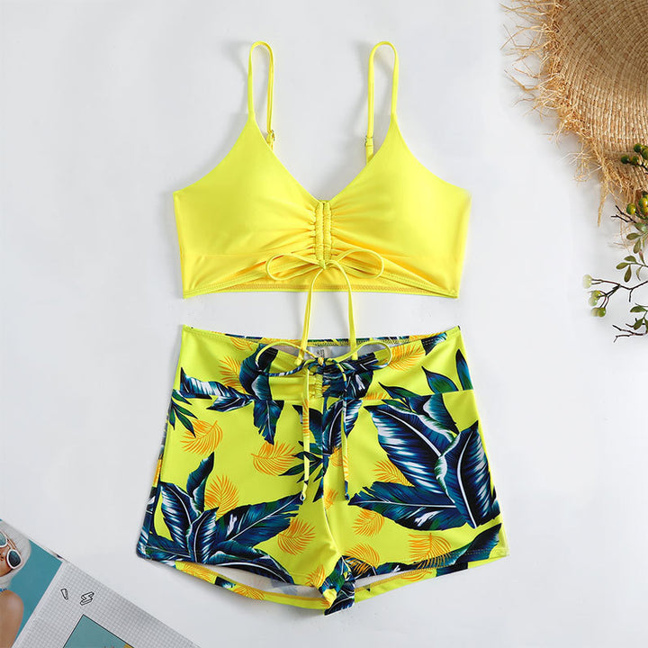 Damen Sportliches Bikini-Set mit Blumenmuster und verstellbaren Trägern Echo Archiv