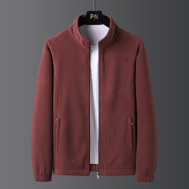 Herren modische Fleecejacke mit praktischem Stehkragen und seitlichen Reißverschlusstaschen Echoarchiv