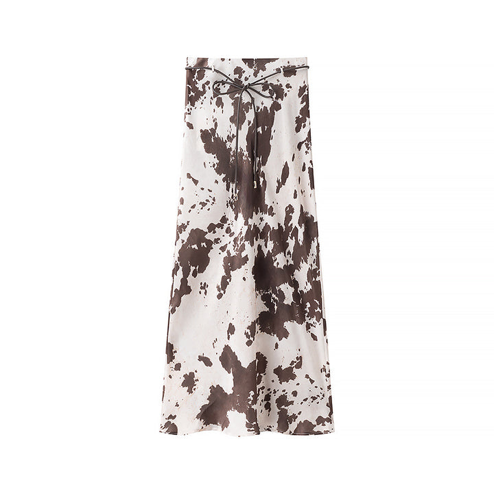 Damen Oversize-Hemdbluse mit Kuhflecken-Print, verdeckter Knopfleiste und weitem Schnitt Echo Archiv