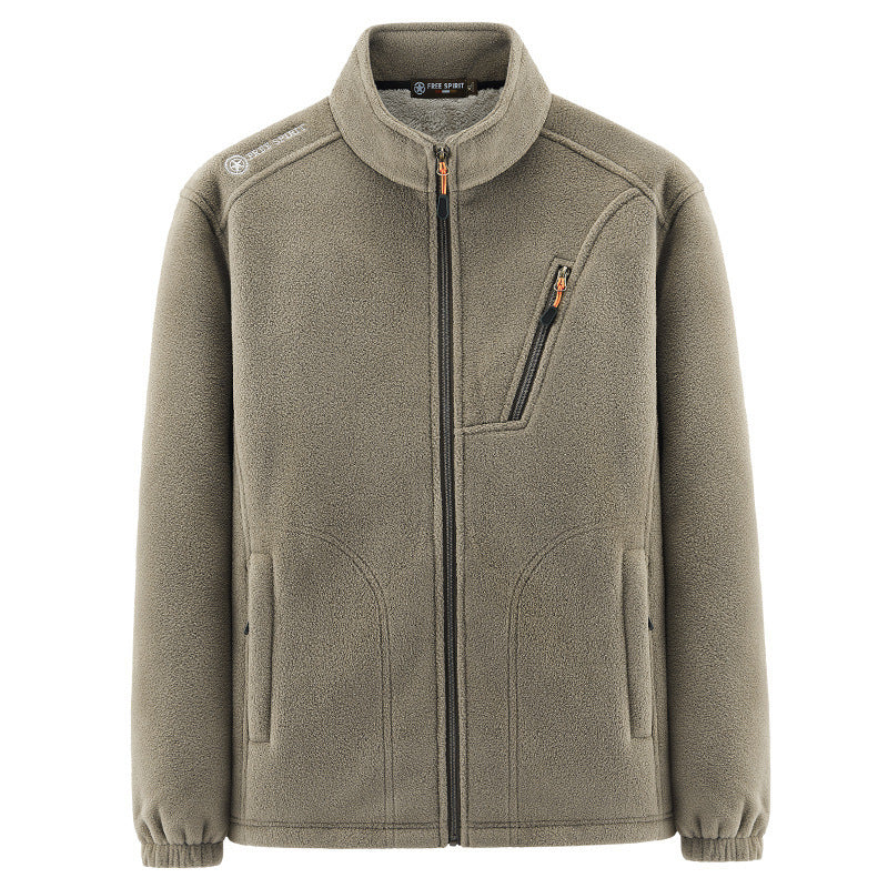 Herren Warme Microfleece-Outdoorjacke mit Brustreißverschluss, Seitentaschen und Stehkragen Echo Archiv
