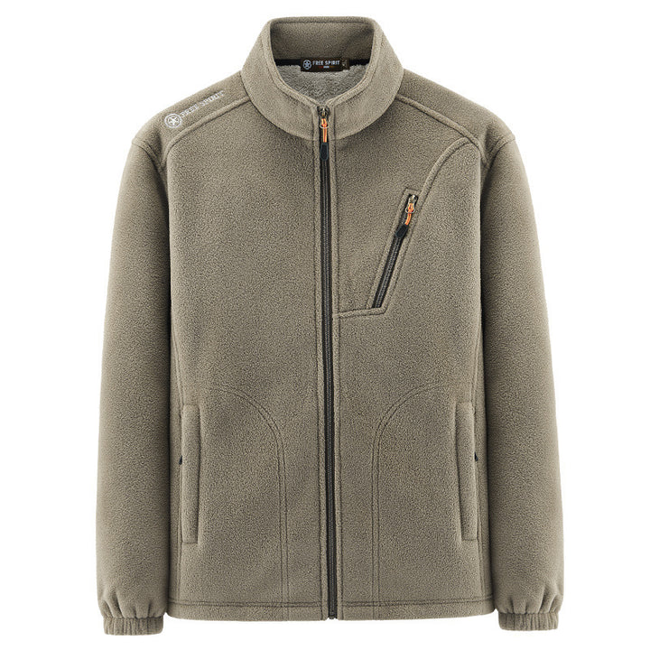 Herren Warme Microfleece-Outdoorjacke mit Brustreißverschluss, Seitentaschen und Stehkragen Echo Archiv