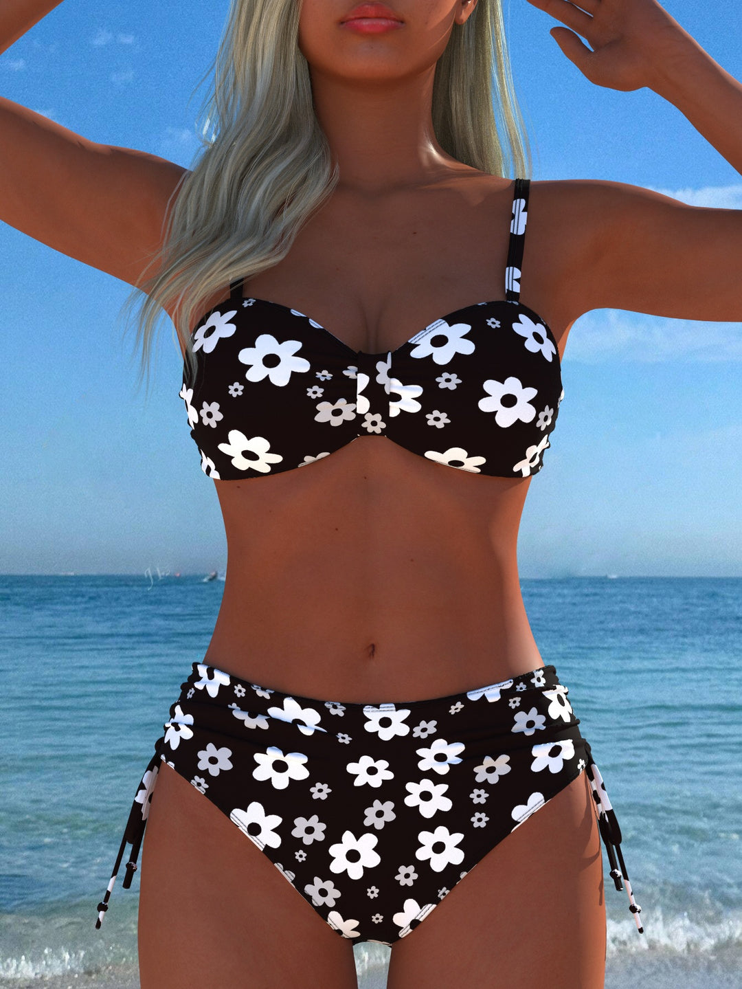 Damen Bikini-Set mit stilvollem Karomuster und goldfarbenen Akzenten Echo Archiv