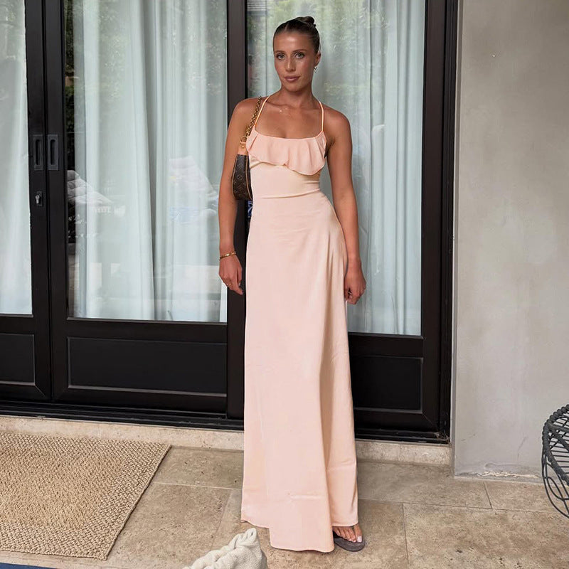 Damen Elegantes Maxikleid mit dekorativem Volant Echo Archiv