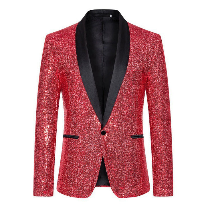 Herren Pailletten-Blazer mit Schalkragen – Tianoro