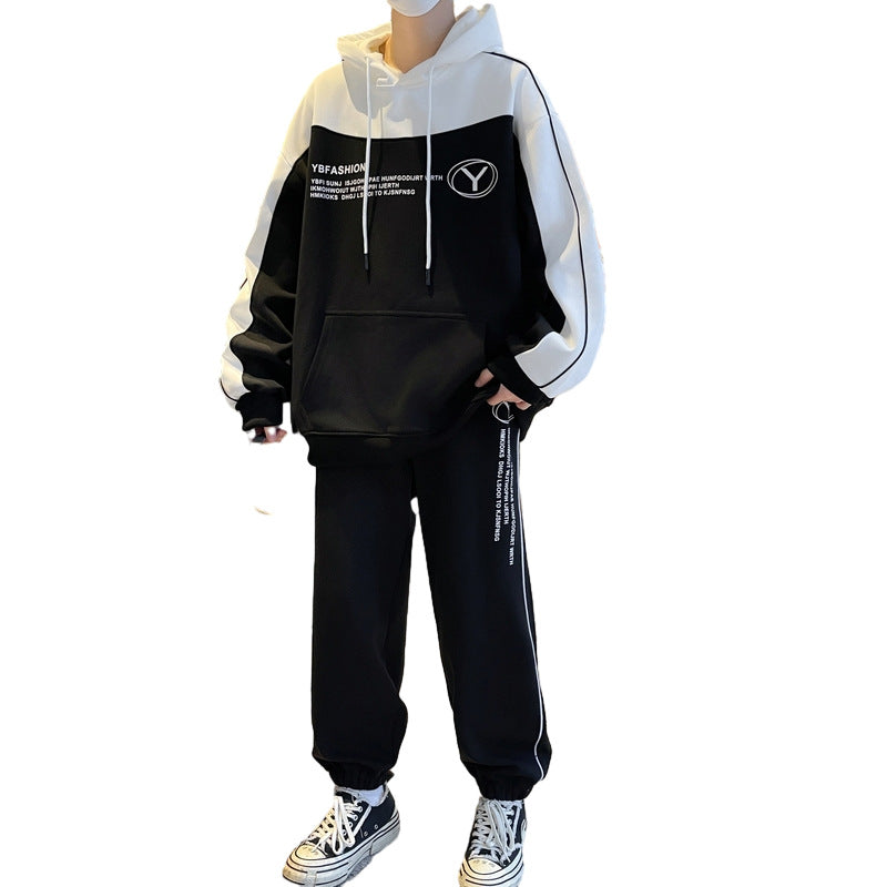 Herren Oversize-Trainingsset mit Block-Design Hoodie und konischer Jogginghose Echoarchiv