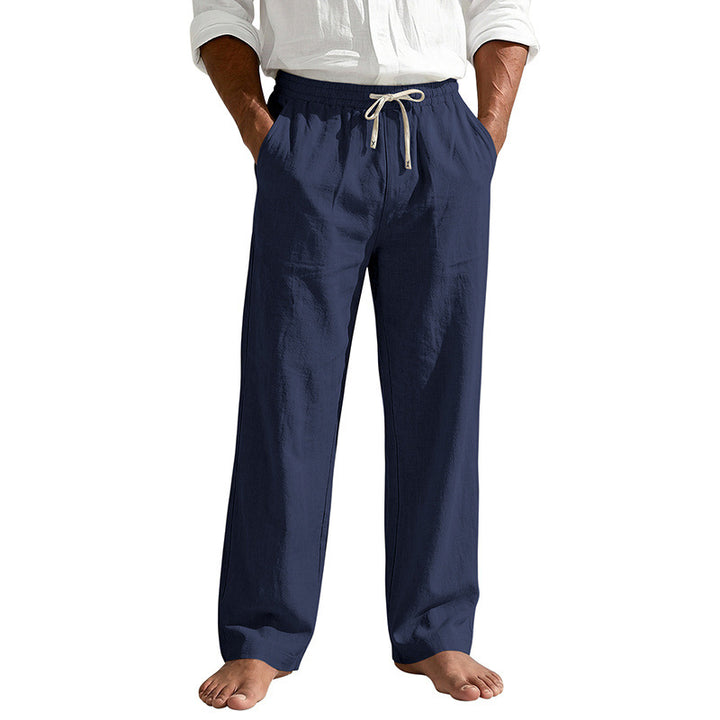 Herren Leinenoptik Relaxhose mit elastischem Bund, Tunnelzug und Seitentaschen – Sorevano