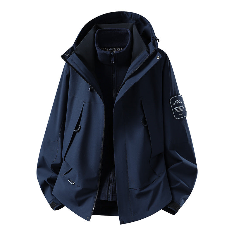 Unisex wasserfeste zweilagige Softshell-Regenjacke mit herausnehmbarem Fleecefutter und Kapuze Echoarchiv