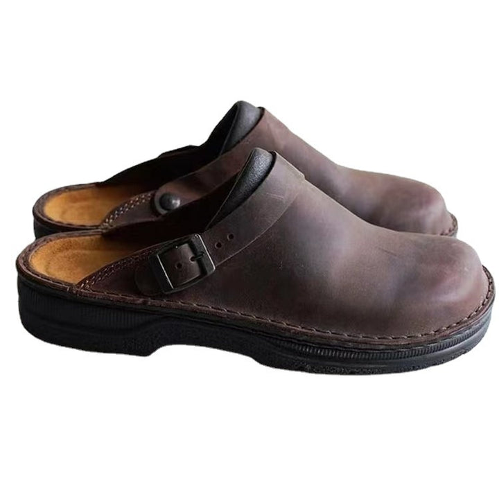 Herren Geschlossene Leder‑Clogs mit verstellbarem Riemen und gepolstertem Komfortfußbett – Tavélo