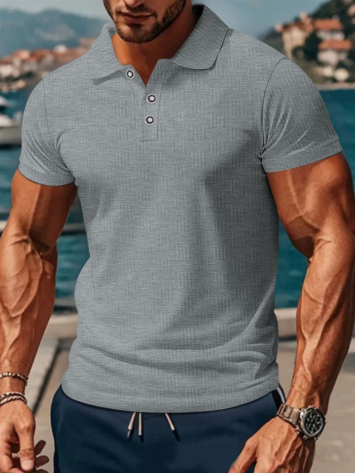 Herren Polohemd mit strukturiertem Design und klassischem Kragen Echoarchiv