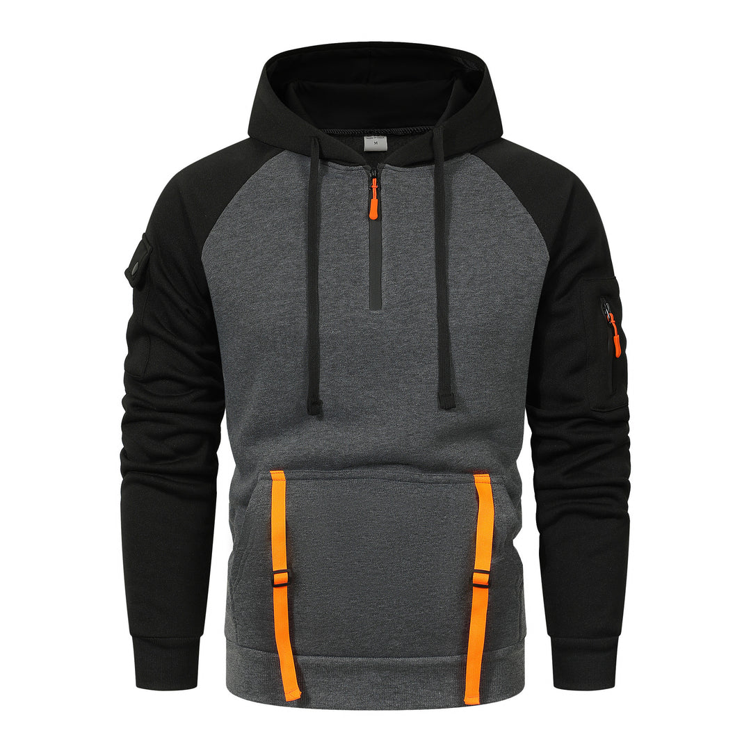 Herren Sportlicher Kapuzenpullover mit halbem Reißverschluss und praktischen Taschen Echoarchiv