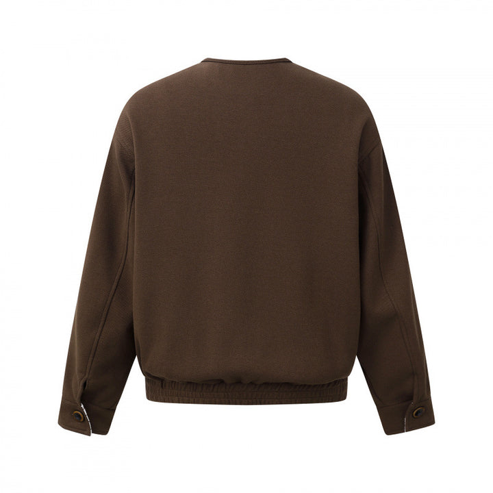 Herren Kurzjacke ohne Kragen mit gestreiftem Innenfutter und elastischem Saum Echo Archiv