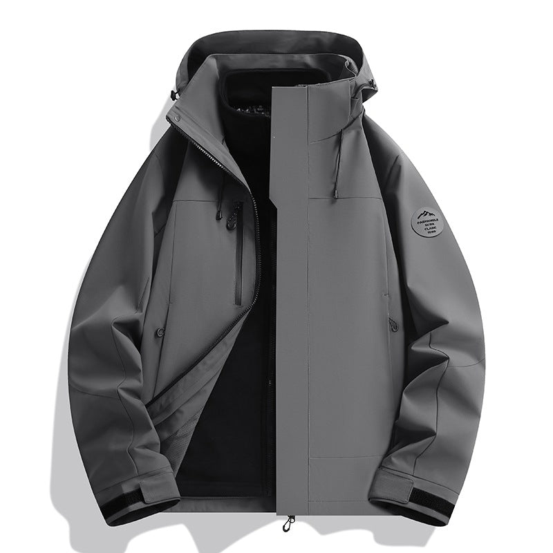 Herren Wetterfeste Softshelljacke mit Fleece‑Innenfutter, verstellbarer Kapuze & Reißverschluss‑Brusttasche Echoarchiv
