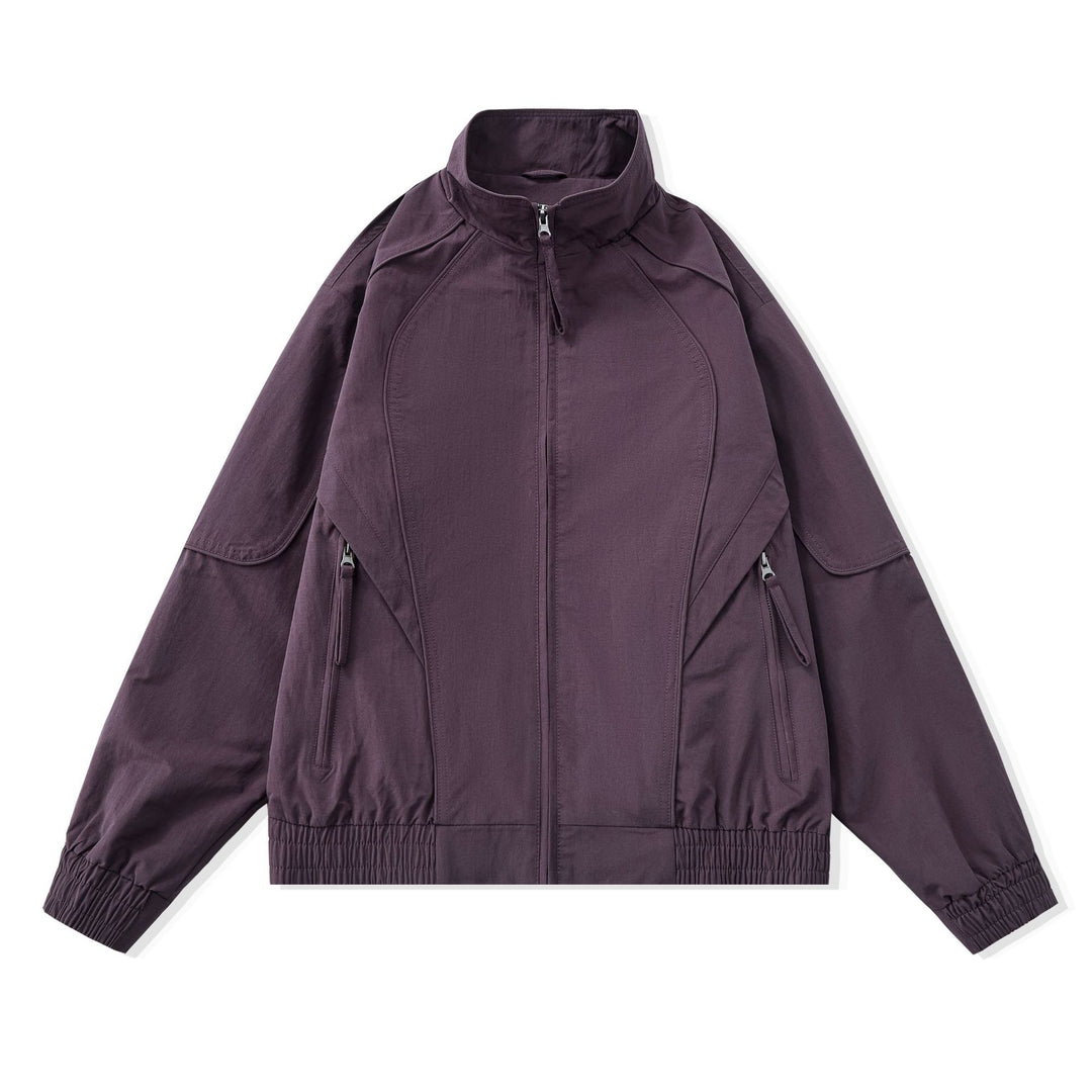Damen Kurze Boxy‑Utility‑Jacke mit ergonomischen Teilungsnähten, hohem Stehkragen und Kordelzug Echoarchiv