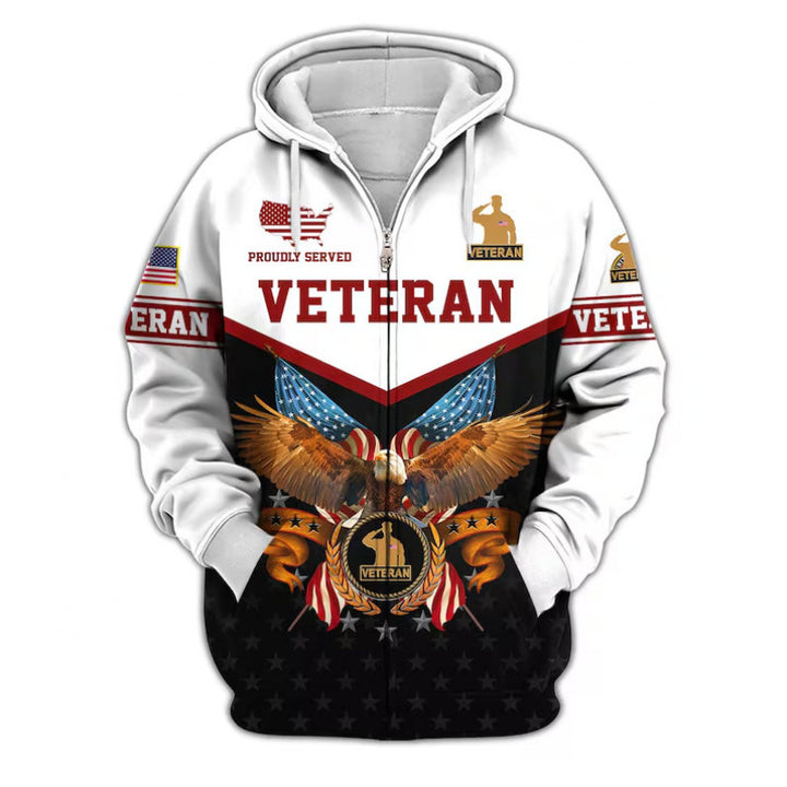 Herren Kapuzensweater mit amerikanischem Veteranenmotiv Echoarchiv