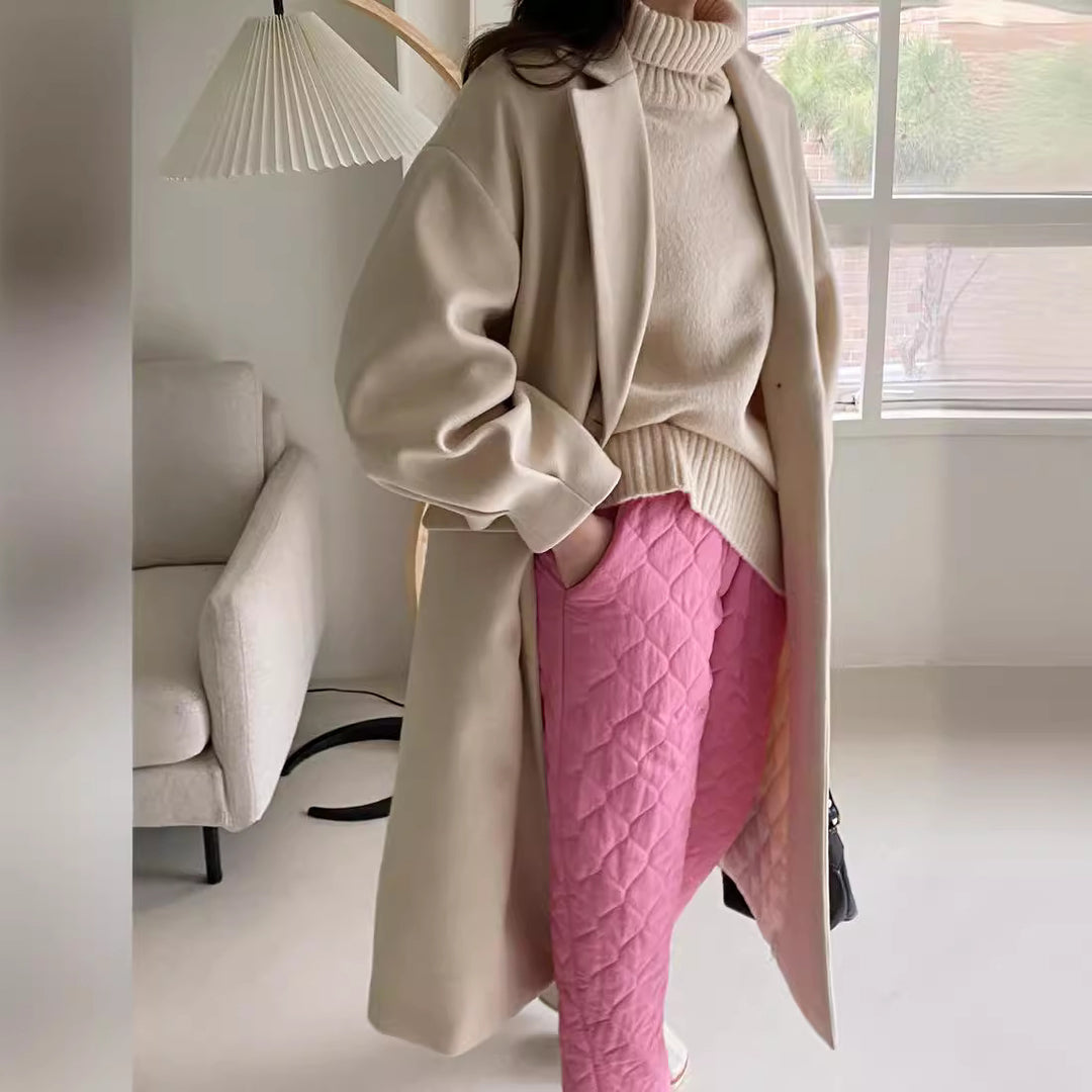 Damen Longline Wollmix-Mantel mit kastiger Oversize-Passform und cleanem Revers Echoarchiv