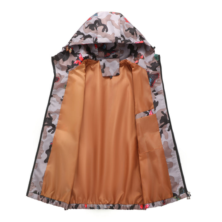 Damen Leichte Camo-Jacke mit buntem Schmetterlingsdruck Echo Archiv