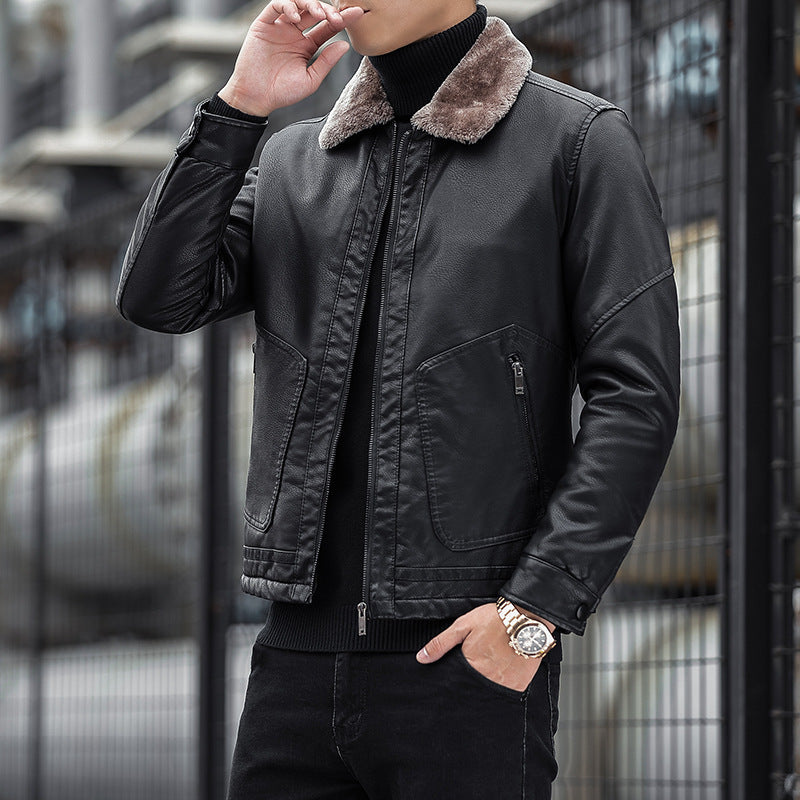 Herren Moderner Kunstlederblouson mit Teddykragen Echo Archiv
