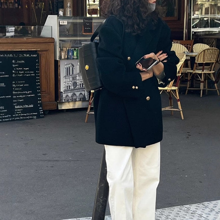 Damen Modischer Oversized-Blazer mit goldenen Knöpfen Echoarchiv
