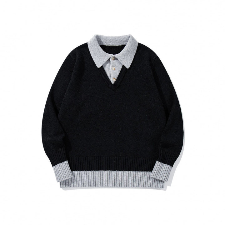Herren Oversized Feinstrick-Polo mit kontrastbesetztem Hemdkragen und Rippenbündchen Echo Archiv