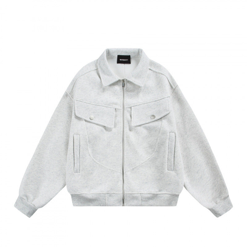 Unisex Zip-Sweatjacke mit aufgesetzten Brustklappen und geripptem Saum Echo Archiv