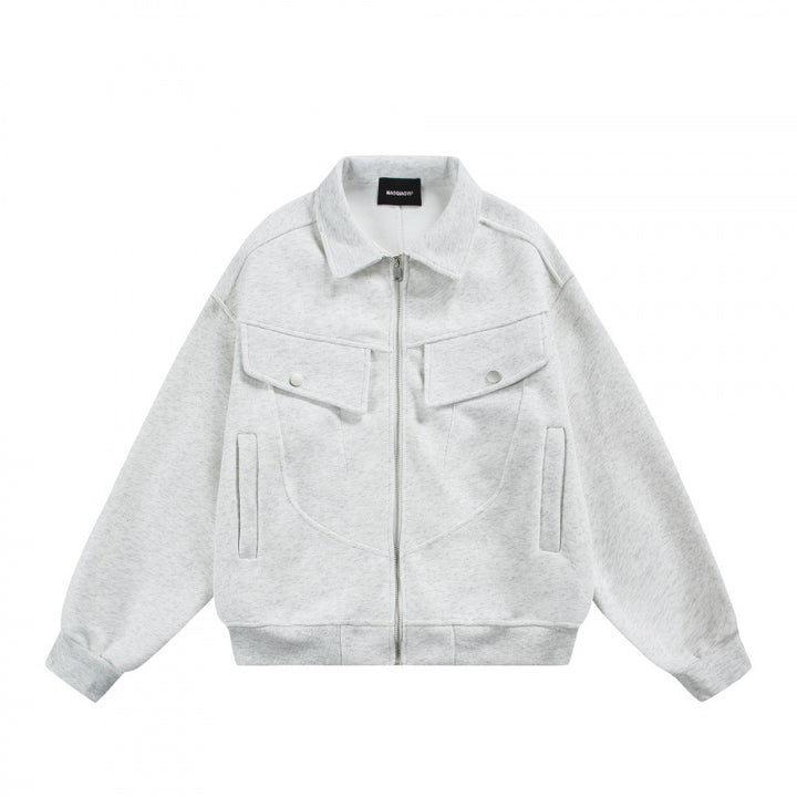 Unisex Zip-Sweatjacke mit aufgesetzten Brustklappen und geripptem Saum Echo Archiv