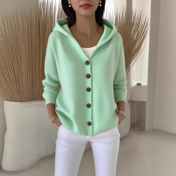 Damen nan Kapuzen-Cardigan mit Knopfleiste und lässiger Oversize-Passform Echo Archiv