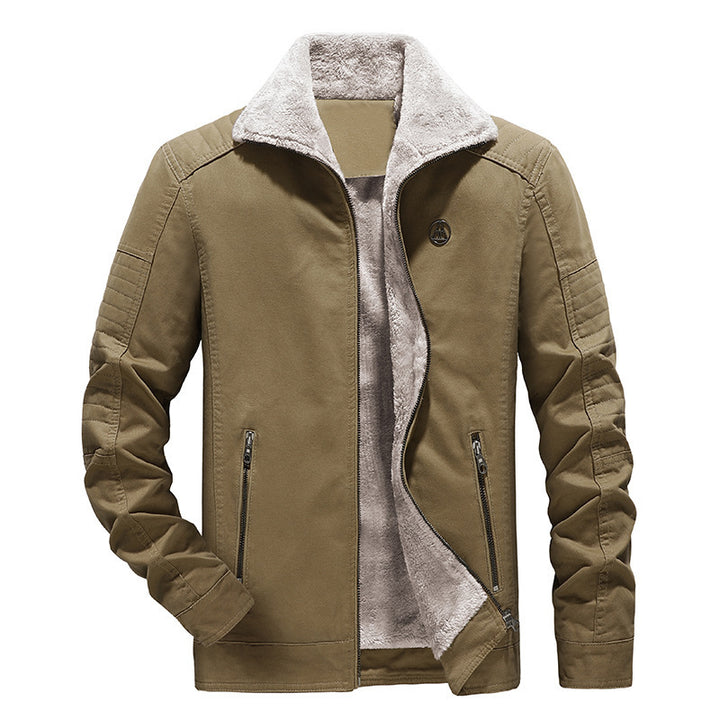 Herren Gefütterte Canvasjacke mit Sherpa‑Innenfutter und hohem Stehkragen – Taviero