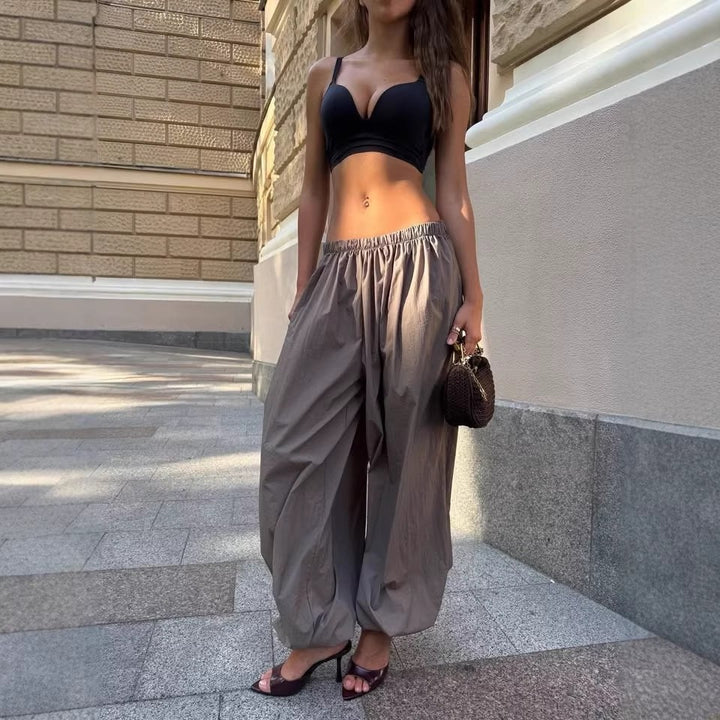 Damen weit geschnittene High-Waist Palazzo-Hose mit elastischem Bund und fließender Sommerqualität – Avélisse