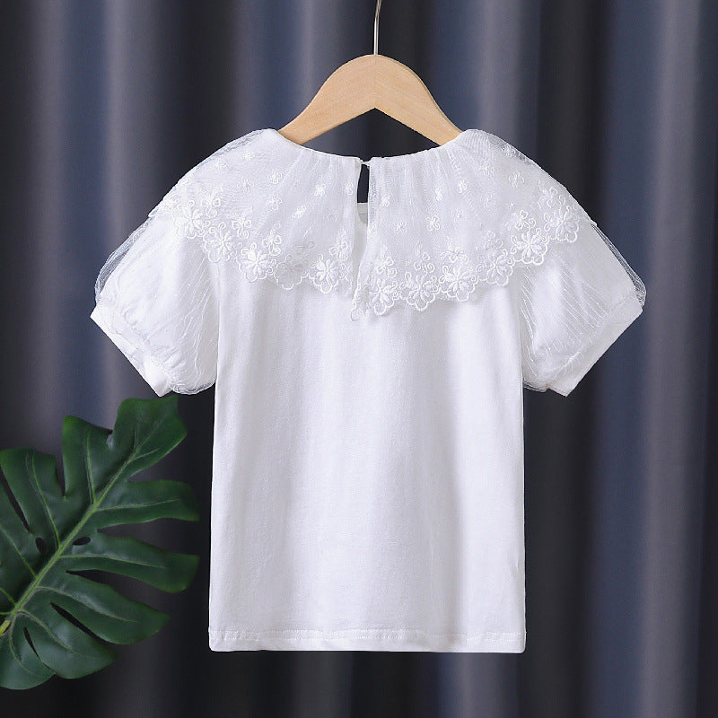 Mädchen T-Shirt mit elegantem Spitzenbesatz Echo Archiv