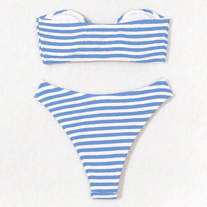 Damen Bandeau-Bikini mit modischem Streifenmuster und zeitgemäßem Gurt Echo Archiv