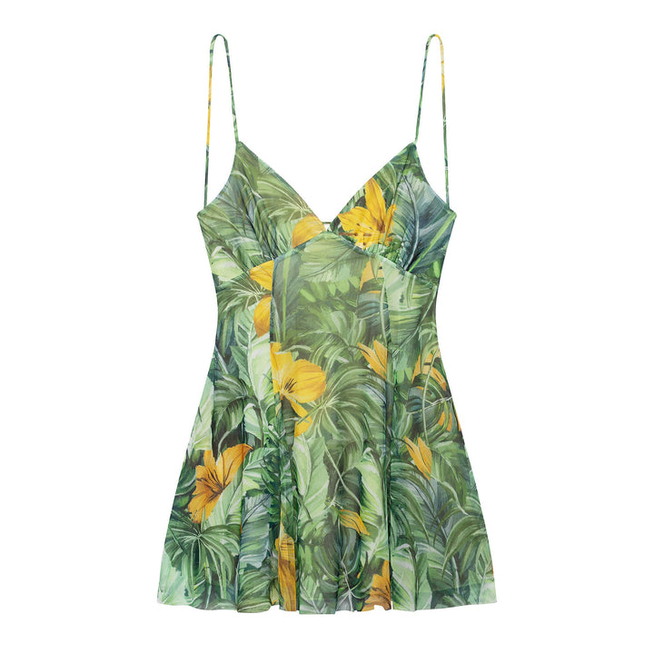 Damen Minikleid mit floralem Muster und feinen Spaghettiträgern Echoarchiv